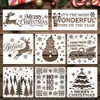 Decoración Europea y Americana para Fiestas Navideñas Plantillas Huecas para Pintar para Patrones DIY Pintados a Mano por Niños, Plantillas para Calcar, Pulverizar y Frotar