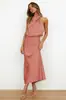 Vestido Sem Manga de Cetim de Alta Qualidade, Novo para Primavera e Verão 2024, Transfronteiriço Europeu e Americano, Elegante e Fashionável, Vestido Leve de Noite Elegante