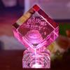 Artesanías de Cristal Pastel de Cumpleaños Cristal Cubo de Rubik Impresión a Color Fijo para Fotos Cristal Tallado Interno Cuadrado Rosa