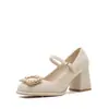Zapatos de tacón alto tipo Mary Jane de punta redonda para mujer, tacón grueso, elegantes, adecuados para faldas y cheongsams, zapatos de boda estilo hada, zapatos para novia y dama de honor