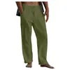 Pantalones de lino para hombre 2022 yoga playa ebay casual verano cintura elástica cordón holgados con bolsillos