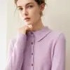 Cardigan de tricô liso de manga comprida para outono/inverno, novo estilo, com gola de lapela, elegante e adequado para o trabalho.