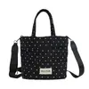 Bolso tipo cubo de lunares rojos estilo coreano para mujer, nuevo modelo 2026, bolso cruzado casual ligero de lona, bolso de mano pequeño para el trabajo y artículos varios
