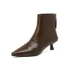 Botines de Tacón de Aguja con Punta Aguda para Mujer, Nueva Colección Otoño/Invierno 2026, Piel Suave con Textura Raspada a Mano, Cierre Trasero, Elegantes Botines de Tacón Alto Estilo Francés