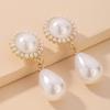 Pendientes Retro Dulces de Gota de Agua con Perlas de Imitación Estilo Moda Francesa Celebridad de Internet Pendientes de Nicho de Alta Gama para Mujer