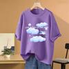 Camiseta de Manga Corta para Mujer con Diseño Azul Cielo Estilo Aurora, Nueva de Verano 2026, Holgada, Tallas Grandes, Top Versátil Ins