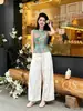 Chal Jacquard sin Mangas con Cuello Mao Floral Estilo Chino Nuevo Abotonado para Mujer 2026, Top Elegante de Verano, Camisa de Moda