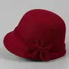 Chapéu de equitação feminino de lã para outono e inverno, quente, adequado para meia-idade e idosos, com toque de alta qualidade, afina o rosto, elegante e estiloso chapéu bucket