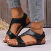 Sandalias Modelo Nuevo 2026 en Stock para Comercio Transfronterizo, Zapatos de Mujer con Tacón de Cuña de Suela Gruesa Talla Grande con Correas de Velcro y Diseño de Punta Abierta