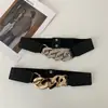 Cinturón Negro Elástico de Nicho Decoración Distintiva Combinación Falda Abrigo Traje Sello de Cintura Elegante Accesorios para Dama Cadena