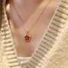 Collar de Oro de Lujo de Doble Capa con Trébol de Cuatro Hojas para Mujer, Trébol de Cuatro Hojas de Doble Flor con Colores Contrastantes y Lleno de Diamantes, Cadena de Clavícula Lujosa, Accesorio para el Trabajo