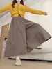 Pantalones Falda de Otoño para Mujer Petite Color Café Melardo, Pantalones Anchos Casuales Sueltos con Caída