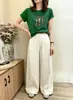 Camiseta feminina de algodão canelado com fonte física de treze fileiras, direto da fábrica, top justo de manga curta, fornecimento exclusivo da segunda leva de verão