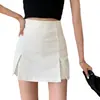Saia Curta Preta com Fenda Feminina Verão Cintura Alta Evasê Calça Saia 2026 Novo Estilo Bodycon Lápis para Baixinhas