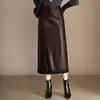 Elegante y con clase falda de cordero proteinada para mujer, nuevo modelo otoño/invierno 2026, de cintura alta, adelgazante, con abertura trasera y elegante ribete de encaje