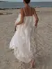 Site independente Amazon vestido feminino europeu e americano, cor sólida, sem alças, moda de férias, decote nas costas, com decoração metálica, feminino 8235
