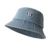 Sombrero de Pescador de Mezclilla Retro con Bordado de Letras Estilo Coreano para Mujer, Sombrilla, Protección Solar, Versátil para Exteriores, Sombrero de Pescador para Adelgazar la Cara