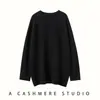 Suéter de punto de cachemira para mujer talla grande, corte holgado, estilo coreano casual, de longitud media, simple, versátil, cálido