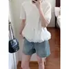 Shorts de Mezclilla Azules Vintage para Mujer, Nuevo Estilo de Verano, Cuerpo en Forma de Pera, Tallas Grandes, Adelgazantes, Talla Grande, Pantalones Cortos Ajustados de Línea A para Petite