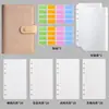 Cuaderno de cuero PU transfronterizo, color macarrón, carpeta A6 con bolsillo con cremallera, cuaderno de presupuestación y contabilidad de efectivo, al por mayor
