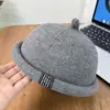 Chapéu de Lã com Aba Enrolada para Mulheres, Chapéu de Malha Quente Estilo Melon Skin para Outono e Inverno, Chapéu Patch Bico de Mamadeira Estilo Japonês Street Fashion para Homens