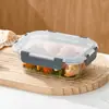 Fiambrera de Vidrio Apta para Microondas, Fiambrera Sellada de Grado Alimenticio para Conservar Frescura, para Estudiantes y Trabajadores de Oficina, Fiambrera Redonda