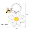 Llavero colgante de abeja personalidad Daisy de acero inoxidable con flor pequeña para bolso, llavero para llave de coche