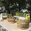 Sofá de Rattan para Exterior Hotel Pousada Terraço Villa Varanda Externa Jardim Cadeira de Rattan Sofá Simples Impermeável Proteção Solar