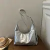 Bolso de Axila Plateado Bolso Simple para Mujer 2026 Nuevo Bolso Tote Coreano de Moda Bolso de Hombro Plateado de Gran Capacidad para Estudiante