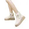 Botas de Neve Femininas 2026 Inverno Novo Estilo Tendência Plus Veludo Espessado Sapatos Pão Moda Plataforma Sola Botas Curtas Quentes Sapatos de Algodão