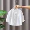 Camisas de Ropa Infantil para Primavera y Otoño para Niños y Niñas, Camisas Blancas de Manga Larga con Cuello Mao de Algodón y Lino Estilo Coreano para Bebés y Niños, Tops de Algodón y Lino para Niños