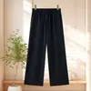Roupas de Verão Novo Estilo para Mães Calças Leves para Mulheres de Meia-Idade e Idosas Calças de Corte Reto Casuais de Verão Versáteis Calças de Pernas Largas para Avós