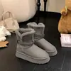 Primer Encuentro Ji Gray Botas de Nieve para Mujer 2026 Invierno Nuevo Estilo Suela Gruesa Aumento de Altura Interior Con Forro de Terciopelo Espeso Zapatos de Algodón para Nieve para Mujer