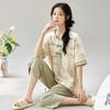 2025 Verano Nuevo Estilo Estilo Antiguo Pantalones Cortos Pijama Ropa de Casa para Mujer Manga Corta Estilo Chino Ropa de Casa Casual para Exterior