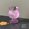 Taza de Vidrio Retro de Nicho, Taza Morada de Tallo Corto, Taza para Café Americano Helado, Taza para Latte, Taza para Bebidas Especiales, Taza para Jugo