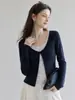 Tiro real, precio real, elegante camiseta de manga larga con cuello redondo, estilo dos piezas de lunares, para mujer, nuevo estilo de otoño, con base anudada