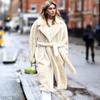 Casaco de Outono Novo Transfronteiriço de Pele Sintética Gola de Terno Casaco Acolchoado de Algodão Casaco Longo Espesso de Pelúcia Casaco Feminino Trench Coat