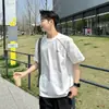 Camiseta Masculina de Manga Curta Estilo Novo Americano Verão Nova Chegada Marca Tendência Solta Casual Esportes ao Ar Livre Manga Meia Mangua Roupas Masculinas