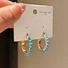 Turquesa Banhado a Ouro~Vintage Luxo Leve Zircônia Imitação de Turquesa Brincos Redondos Simples Moda Brincos para o Dia a Dia Brincos de Alta Qualidade