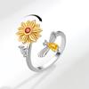 Explosiones europeas y americanas abren anillo de girasol giratorio personalidad femenina creativo anti-presión anillo de margarita anillo al por mayor