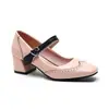 Zapatos Mary Jane de Tacón Medio, Talla Grande, Punta Cuadrada, Superficie de Cuero 921