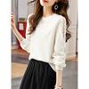 Camiseta de Manga Larga Hueca con Cuello Redondo para Mujer 2025 Primavera Nueva Holgada Camiseta Básica para Mujer Pulóver Adelgazante Top de Moda