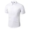 Camisa Blanca para Hombre de Manga Larga Sin Planchado Ropa Formal de Negocios Slim Estilo Coreano Trabajo Profesional Camisa Blanca Casual para Traje de Hombre