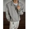 Otoño Americano Retro Corte Limpio Desestructurado Camisa Polo Media Cremallera Solapa Sudadera Talla Grande Marca de Moda para Hombre Top