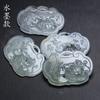 Colgante de peonía de jade natural de 34 x 50 mm con cierre de presión, estilo antiguo, para coronas, accesorios
