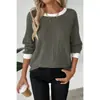 Europeu e Americano Transfronteiriço 2025 Novo Outono e Inverno Feriado Conjunto de 2 Peças Gola Redonda Manga Longa Cor Pura Listra Canelada Quente Suéter Camiseta Tops Atacado