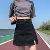Mini Saia Jeans com Fenda para Mulheres, Estilo Fino Primavera/Verão, Novo Modelo 2026, Petite, Justa ao Corpo, Anti-Exposição, Saia Evasê