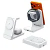Soporte de Carga Inalámbrica 3 en 1, Base Plegable de Carga Rápida para Teléfono, Reloj y Auriculares, Cargador de Escritorio Portátil Magnético