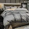 Luxo Leve 120 Fios Tencel Conjunto de Quatro Peças Verão Seda Gelada Capa de Colcha Fresca Sedosa Roupa de Cama para Dormir Nu 4