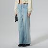 Jeans Vintage de Perna Larga Estilo Americano Mop Lavado Velho Cintura Alta Calças Mais Soltas